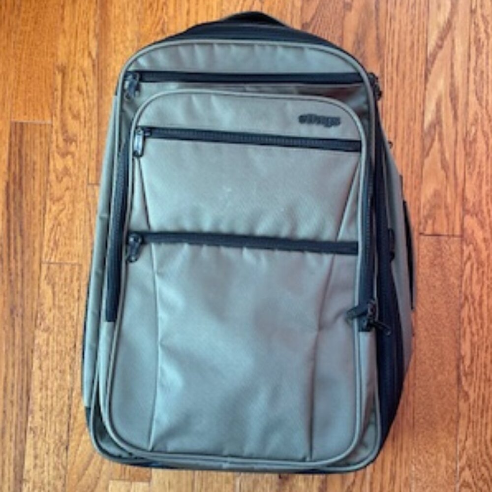 eBags EXO Travel Backpack - olive green - great pre-owned condition